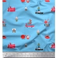 thumbnail image 1 of Soimoi Georgette Viscose Fabric House,Gift Box & Santa Christmas Print Fabric by Yard 42 Inch Wide, 1 of 1