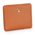 thumbnail image 2 of mmirethe Women Short Mini Wallet Chic Deer Button Purse Solid Color Soft Leather Handbag Cash Photo Card Holder Large Capacity Dark yellow, 2 of 6