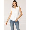 thumbnail image 3 of INSPIRE CHIC Blouse de Travail Sans Manches à Volants pour Femme, Col en V, Hauts, TP, Blanc, 3 of 6