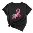 thumbnail image 2 of TIMIFIS Chandails de Sensibilisation au Cancer du Sein pour Femmes Été Ample Imprimé T-Shirt à Col Rond Manches Courtes Blouse Décontractée Automne/hiver, 2 of 5