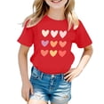 thumbnail image 1 of B91xZ Girls Tops 2024 Printing Tee with Short Sleeves,Red 5-6 Years, 1 of 4