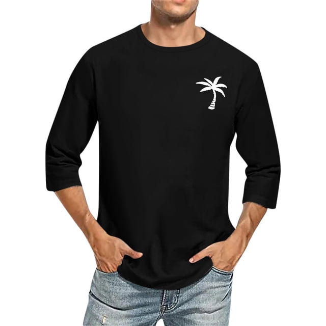 Birdeem Chemises pour Hommes Hommes Imprimé Col Rond Décontracté Mode Manches Courtes Blouses Col Rond Chemises