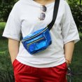 thumbnail image 3 of Women Workout Pouch Reflective Faux Leather Fanny Pack Cross Body Bag for Ladies, 3 of 8