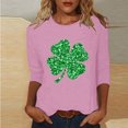 thumbnail image 1 of St. Patricks Day Ladies' St. Patricks Day Printed Round Neck Three Quarter Sleeve 3/4 Sleeve T-Shirt Loose Top, 1 of 6