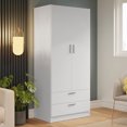 thumbnail image 2 of Madesa Armoire Moderne à 2 Portes et 2 Tiroirs, Armoire de Rangement avec Tablette et Espace de Suspension pour Adulte - Blanc, 2 of 9