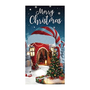 Yhmxh Christmas Decorations Christmas Door Curtain Decoration Door Cover Christmas Scene Layout Background Cover Christmas Ornaments for Tree Christmas Party Supplies Christmas Gifts for Women