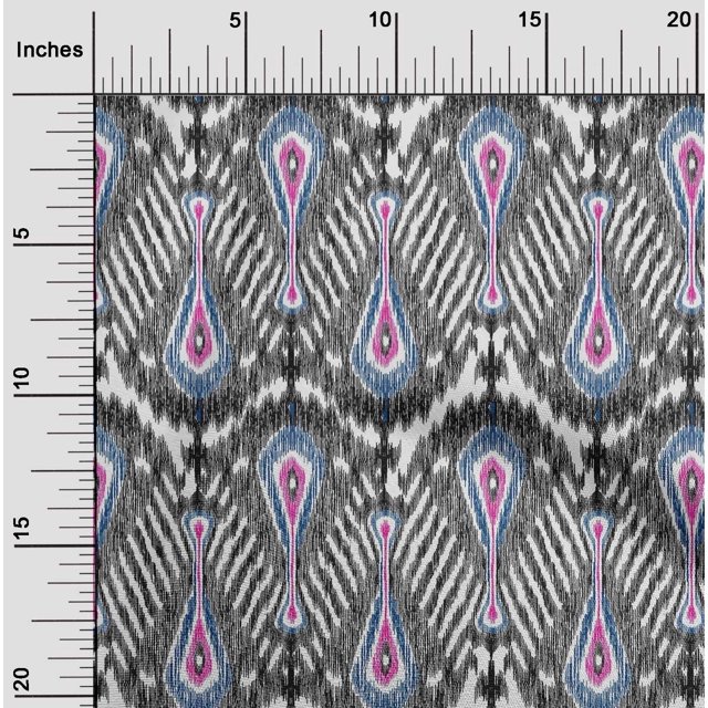 oneOone Georgette Viscose Fabric Big Motif Ikat Print Sewing Fabric BTY 42 Inch Wide
