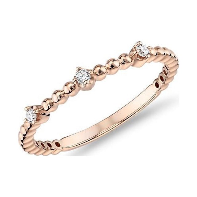 0,10 Ct P.t. Forme Ronde Diamond Naturel Dernier Design Alliance Éternité pour Femmes Or Rose Massif 18K Taille 8