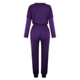 thumbnail image 3 of Simua Ensemble 2 Pcs pour Femmes Col Rond Manches Longues Pantalon Grand Taille Haute Élastique Pantalon Long Fluide avec Poche, 3 of 6