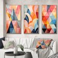 thumbnail image 1 of Designart "Symmetrical Pastels in the World of Hard-Edge V" Abstract Framed Wall Art Set Of 3 - Multi-Color Hard Edge Painting Frame Canvas Set For Living Room Decor, 1 of 6