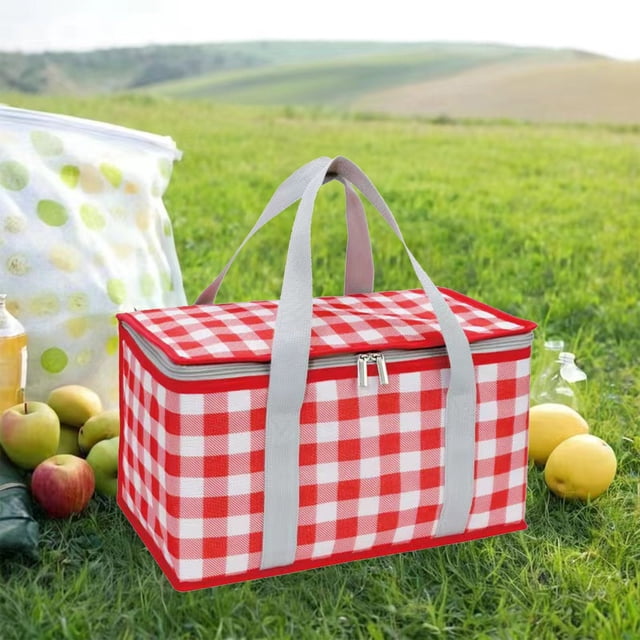 UsRHHA Foldable Cloth Picnic Basket Large Capacity, Hand Carry Storage Basket for Outdoor Garden Vegetable, Tableware Storage Basket Spring Trip