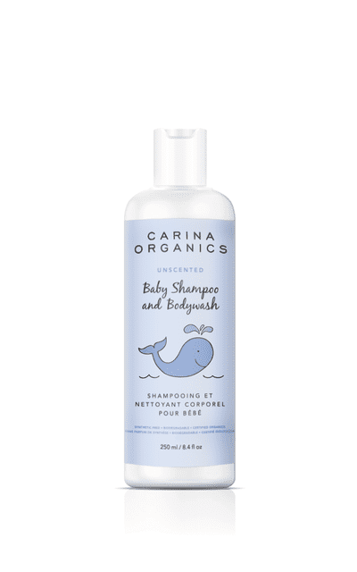 Carina Organics Shampoing pour Bébé et Gel Douche Sans Parfum 250 ml