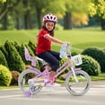 thumbnail image 2 of Costway Vélo pour Enfants 16 Pouces avec Panier, Siège pour Poupée, Rubans Colorés, Roues Stabilisatrices, Violet, 2 of 10