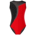 thumbnail image 1 of Choomomo Kid Girls Shiny Rhinestone Athletic Dance Gymnastics Leotards One Piece Ballet Dance Bodysuit Red 12, 1 of 7