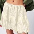 thumbnail image 1 of Miqool Womens Lace Mini Skirt Low Rise Pleated Ruffle Half Slip Skirt Layered Flowy Short Skirt Streetwear, 1 of 7
