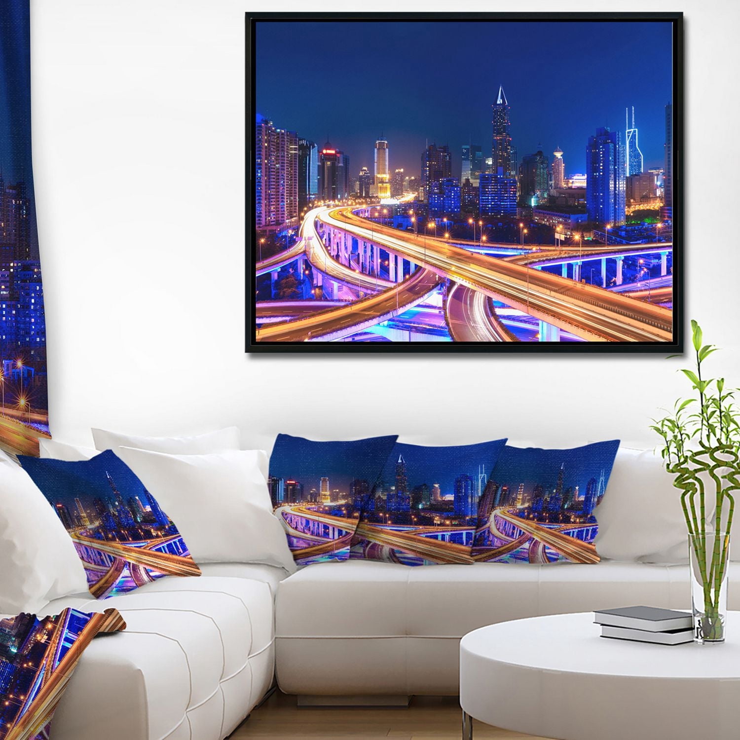 Design Art Viaduc De L'Échangeur De Nuit  Sur Toile Encadrée