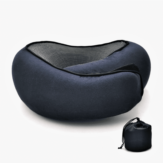 "Portable Memory Foam Travel Neck Pillow - Removable Washable Cover, Ultra-Soft Support for Airplane & Office Naps"