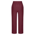 thumbnail image 4 of Yuyuzo Womens Cotton Linen Pants Drawstring High Waisted Lounge Pants Straight Leg Cropped Trousers, 4 of 5