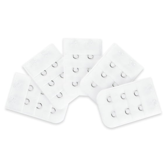 INSPIRE CHIC Women's 3 Rows 2 Hooks Underwear Bra Extender Brassiere Extension Hooks Strap Adapter White-3 5