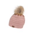 thumbnail image 1 of Gravity Threads Cable Knit Faux Fur Pom Pom Beanie Hat, India Pink, 1 of 2