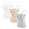 thumbnail image 1 of Timegard Camisoles pour Femmes 3 Pcs avec Soutien-Gorge Intégré Col Rond Bretelles Spaghetti Ajustées Douces Maillots de Corps Décontractés Hauts de Pyjama, 1 of 6