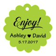thumbnail image 1 of 100 PCS Enjoy! Customized Scallop Edges Hang Tags Personalized Wedding Favor Gift Paper Tags, 1 of 1
