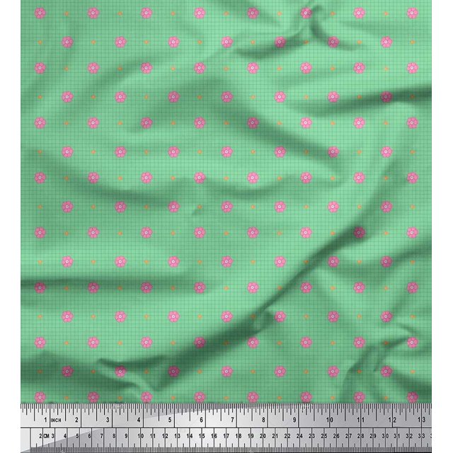 Soimoi Rayon Fabric Floral & Check Decor Fabric Printed Yard 56 Inch Wide