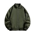 thumbnail image 2 of RXIRUCGD Manteau Mince pour Homme à Couleur Unie avec Fermeture Éclair et Poches, Vert Armée, Taille : TG, 2 of 3