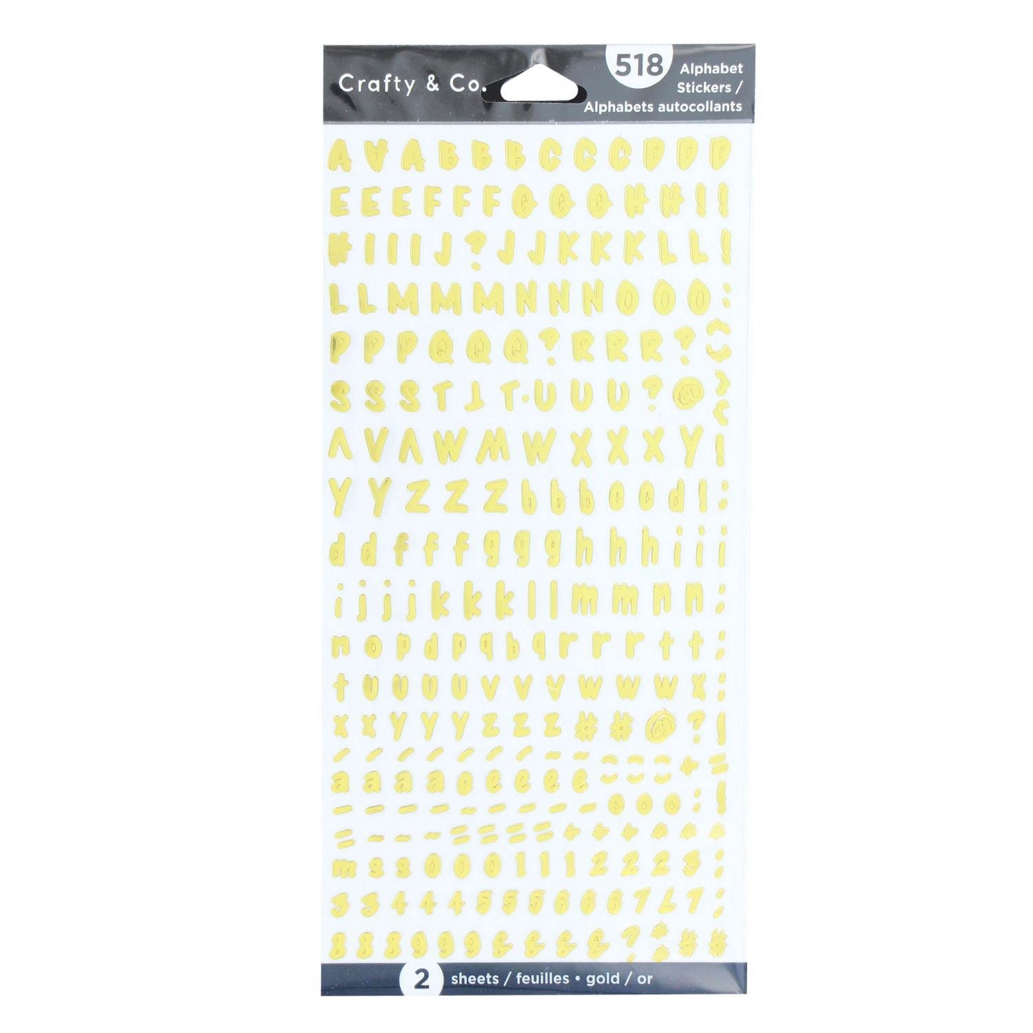 CRAFTY & CO. Alphabet Stickers Gold Decorative 518 pcs, 2 Sheets