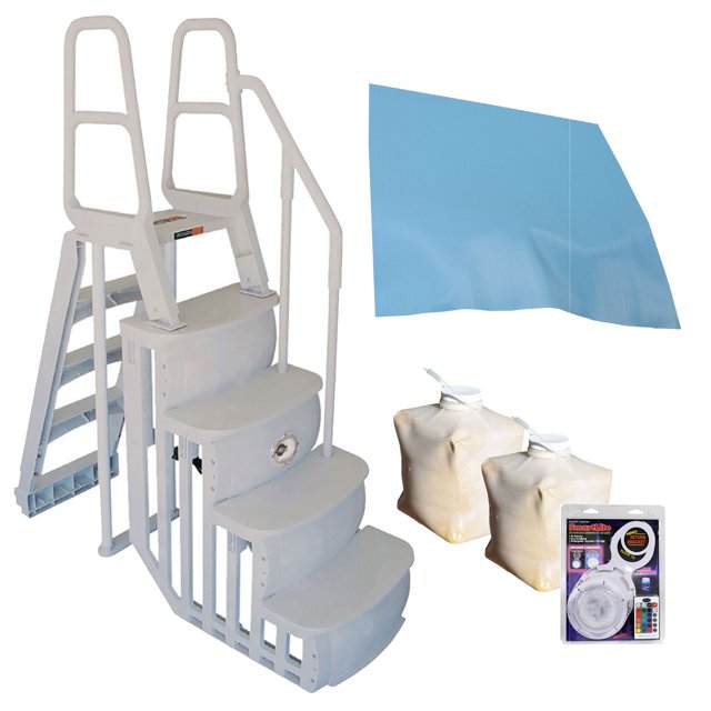 Main Access 200100T Échelle de Piscine hors Sol avec Coussin + 2 Poids + LED Lite
