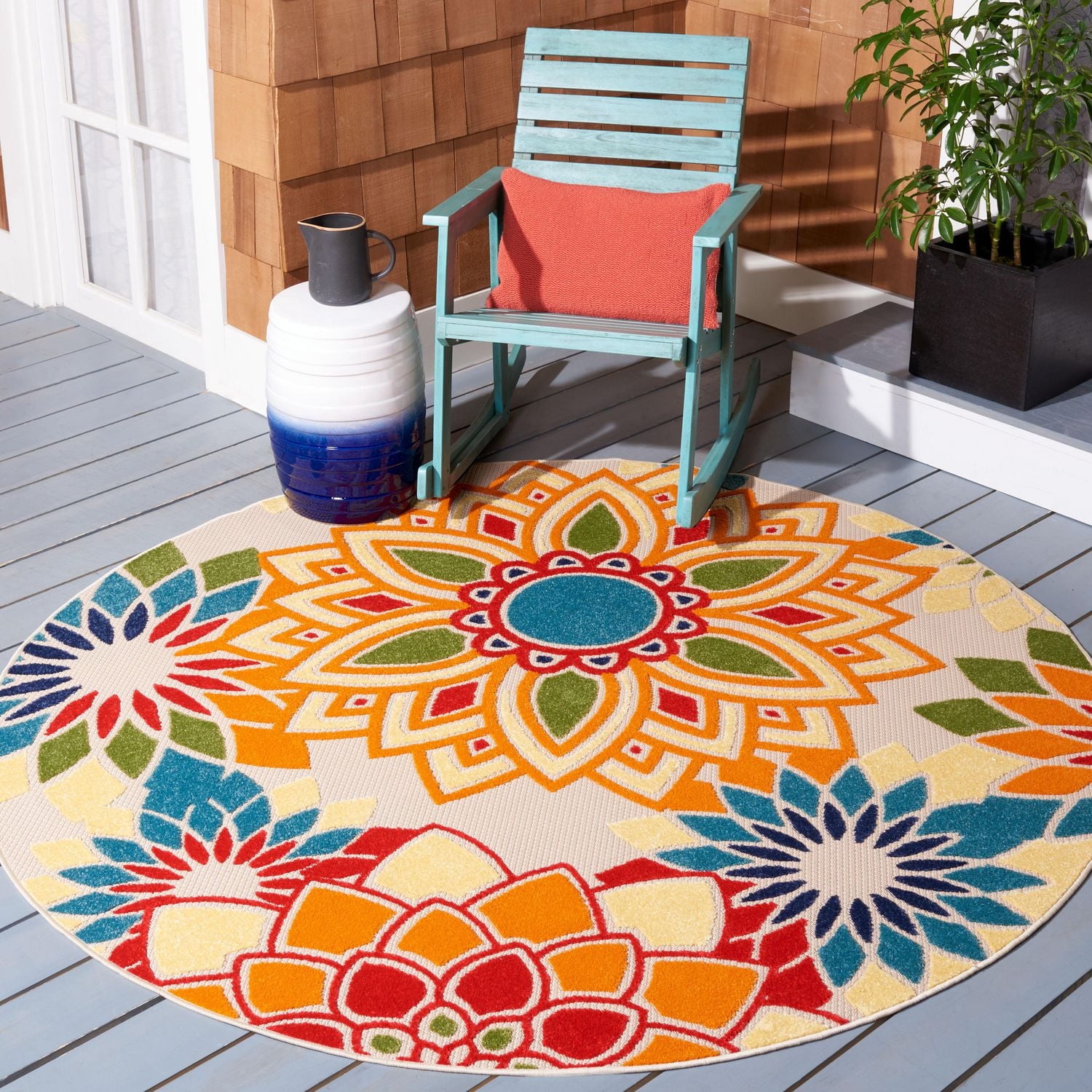 SAFAVIEH Cabana Quincy Floral Outdoor Area Rug