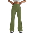 thumbnail image 1 of LOVZFMLL Women's Pants, Solid Color Tight Fitting Hip Shaping Flared Yoga Pants Army Green, L, 1 of 4