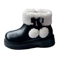thumbnail image 1 of Gubotare Toddler Winter Boots Kids Girls Boys Winter Warm Boots Suede Lightweight Faux Fur Lined Mid Calf Snow Boots for Toddler/Little Kid Size 10.5 (Black,Little Kids 10.5), 1 of 8