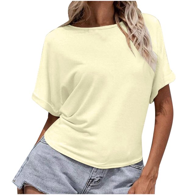 Birdeem Mode Femme Chemisier Col Roulé Uni Manches Courtes T-Shirt Été Hauts