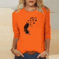 thumbnail image 2 of Dadaria Chemise Orange pour Femmes Hauts Manches 3/4 T-Shirt Col Rond Grande Taille Tee Été Chandail Blouses S, 2 of 4