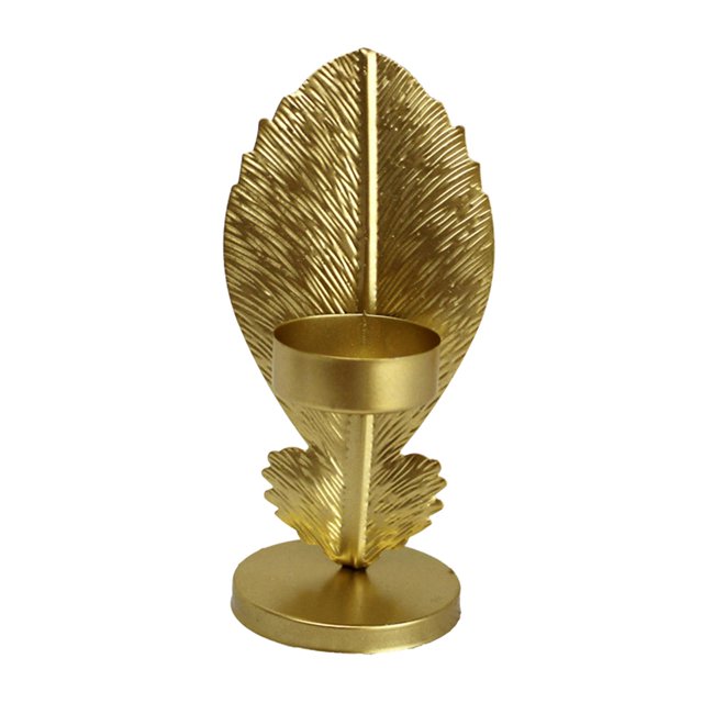 GUOOL Decoration Leaf Candlestick Wrought Iron Candle Holder Leaf Model Crafts Living Golden B