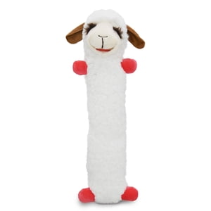 Multipet Plush Lamb Chop Dog Toy with Elongated Body and Squeaker