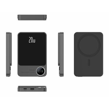 yeacher Banque d'Alimentation Magnétique Ultra Mince avec 5000mAh, Charge Rapide PD 20W, Chargeur Sans Fil Magsafe, Design Métallique Compact, Gris
