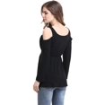 thumbnail image 4 of Women's Cold Shoulder Lace Up Casual Tunic Solid Blouse Tops, 4 of 5