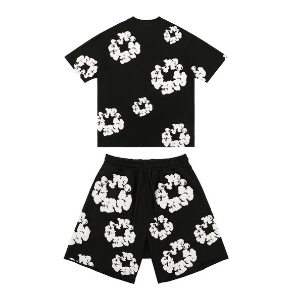 Fashion Foam Printed Loose T-Shirt Y2K Hip Hop Street Suit Men‘s and Women‘s Pullover Casual 1