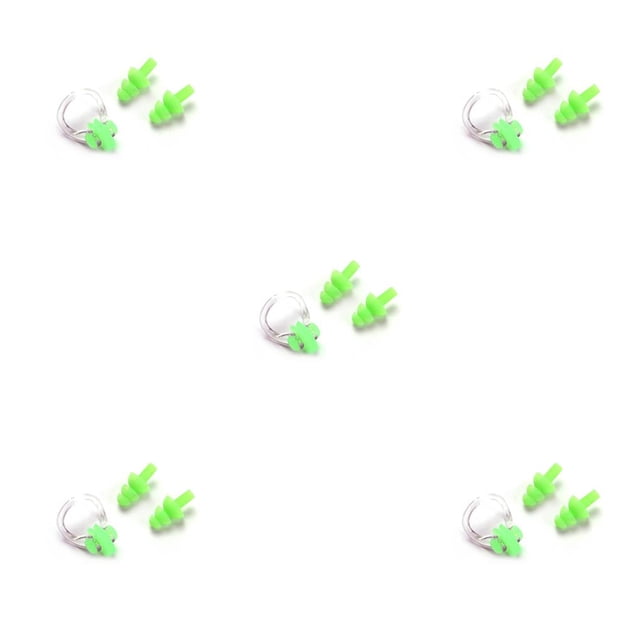Youkk Waterproof Nose Clip Swimming Anti-skid Earplug for Protection Ear Protector Green 5Set