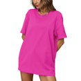 thumbnail image 1 of Plebaso T-Shirts en Coton pour Femmes à Manches Courtes, Col Rond, T-Shirts Basiques, Hauts Décontractés, Couleur Unie, Coupe Ample, 1 of 7