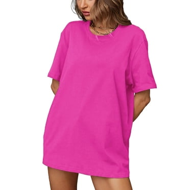 yillto T-Shirts Surdimensionnés pour Femmes en Coton à Manches Courtes Col Ras du Cou Hauts d'Été Décontractés Amples T-Shirts Basiques