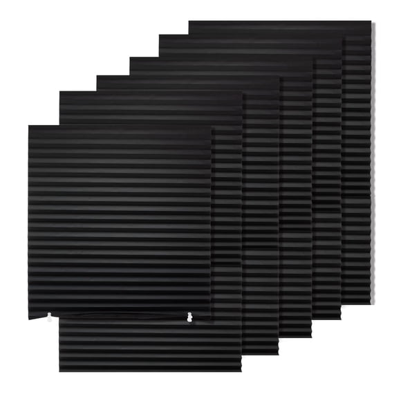 MYshade 6 Pack Temporary Blackout Paper Shades for Windows,Paper Pleated Blinds with Adhesive,No Tools No Drilling Free Cut Size