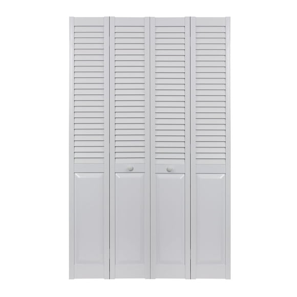 LTL Home Products SEALP48 Seabrooke PVC Louvered & Panel Interior Bifold Door (2 Pack), 78.625" x 23.5", White