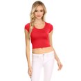 thumbnail image 1 of NYL Womens Basic Short Sleeve Scoop Neck Crop Top - USA, XX-Large, Red, 1 of 1