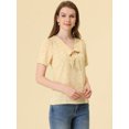 thumbnail image 2 of INSPIRE CHIC Blouse Droite Ample à Col en V à Nouer Imprimée pour Femme Jaune P, 2 of 5