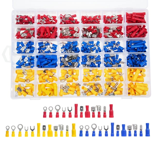 yeacher Insulated Electrical Crimp Terminal Kit with Mixed Ring and Spade Connectors, ABS+Copper, 540PCS in Plastic Case, Color-Coded for 0.5-6mm² / AWG 22-10