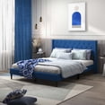 thumbnail image 2 of Costway Queen Size Upholstered Platform Bed with Button Tufted Wingback Headboard Blue, 2 of 10