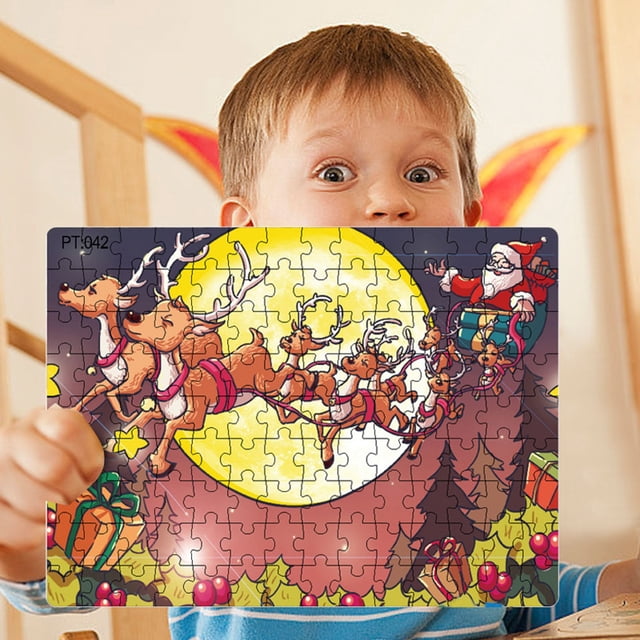 Puzzle Thickened Paper Santa 126 Pieces Of Puzzle For Children To Assemble Gifts